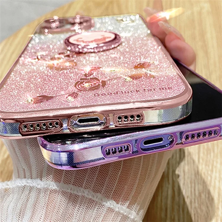 KADEM per Oppo A54 5G / A74 5G / A93 5G Custodia in TPU con Fiore di Strass Glitterati - Rosa Oro