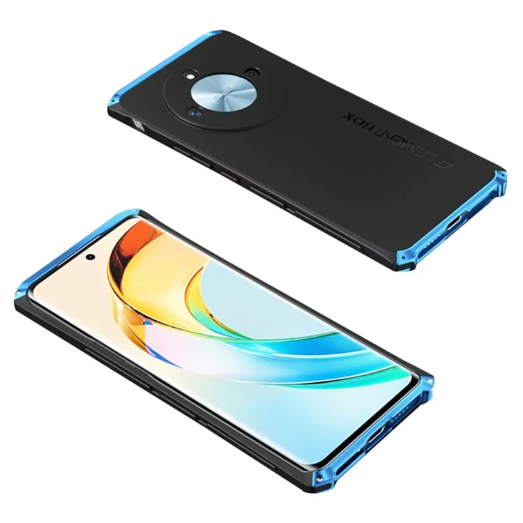 ELEMENT BOX For Honor X50 Hard PC Back Metal Frame Hybrid Case 3-Piece Design Anti-Drop Phone Cover - Black / Blue