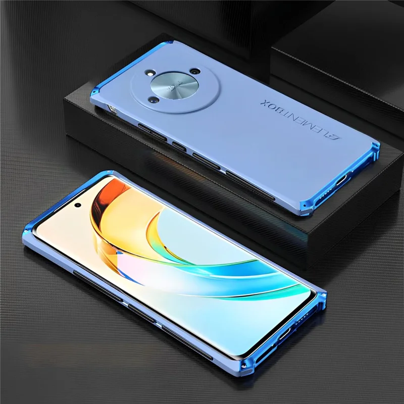 ELEMENT BOX For Honor X50 Hard PC Back Metal Frame Hybrid Case 3-Piece Design Anti-Drop Phone Cover - Blue / Blue
