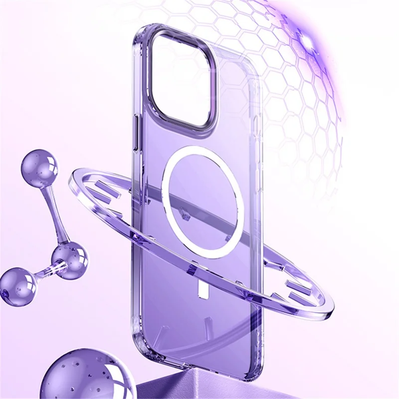 Translucent Slim Phone Case for iPhone 14 Pro Max Anti-Fingerprint TPU+PC Cover Compatible with MagSafe - Purple