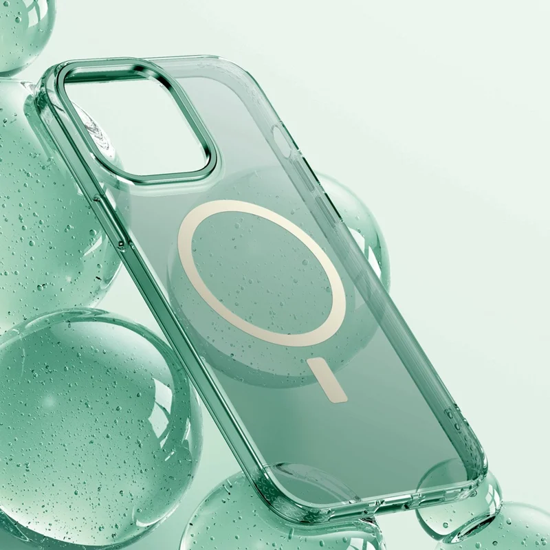 Anti-Fingerprint Phone Cover for iPhone 14 Pro Translucent Slim TPU+PC Case Compatible with MagSafe - Green