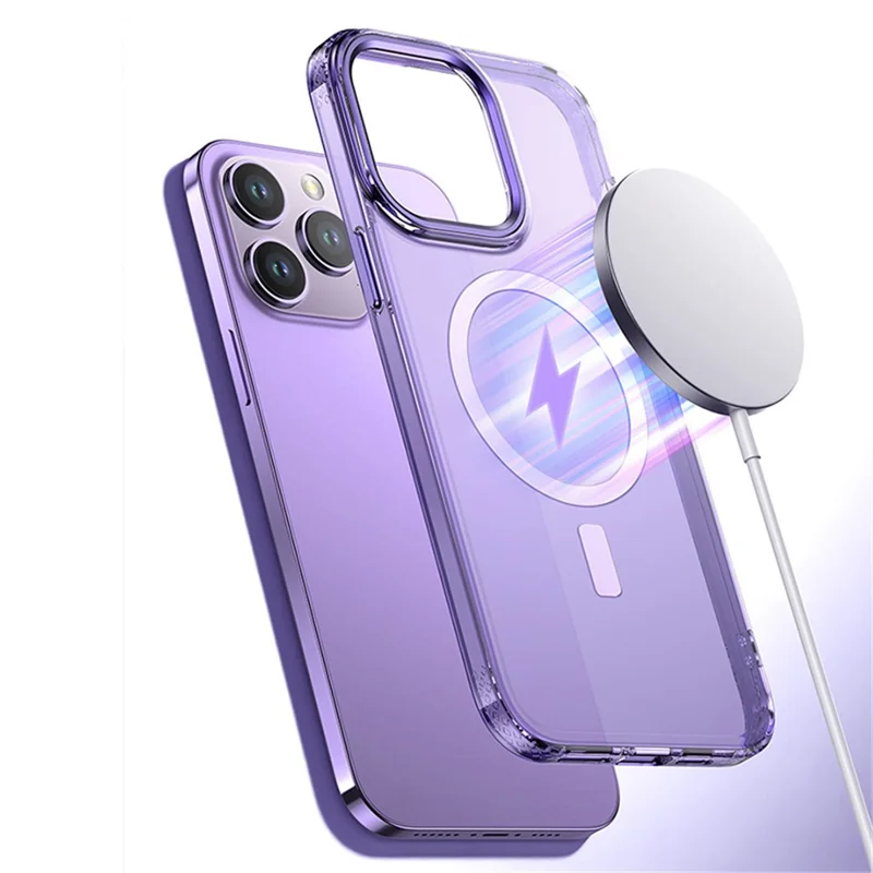 Anti-Fingerprint Phone Cover for iPhone 14 Pro Translucent Slim TPU+PC Case Compatible with MagSafe - Green