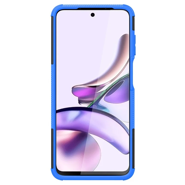 Para Motorola Moto G13 4G / G23 4G / G53 5G Kickstand Phone Case PC+TPU Tyre Pattern Phone Cover - Azul