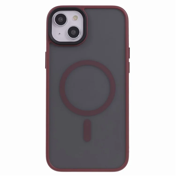 FULEXIN Compatibile con MagSafe Custodia Antiurto per iPhone 15 Skin-Touch Opaco TPU+Acrilico Cover Telefonica - Rosso