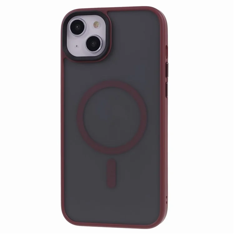 FULEXIN Compatibile con MagSafe Custodia Antiurto per iPhone 15 Skin-Touch Opaco TPU+Acrilico Cover Telefonica - Rosso