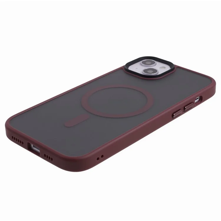 FULEXIN Compatibile con MagSafe Custodia Antiurto per iPhone 15 Skin-Touch Opaco TPU+Acrilico Cover Telefonica - Rosso