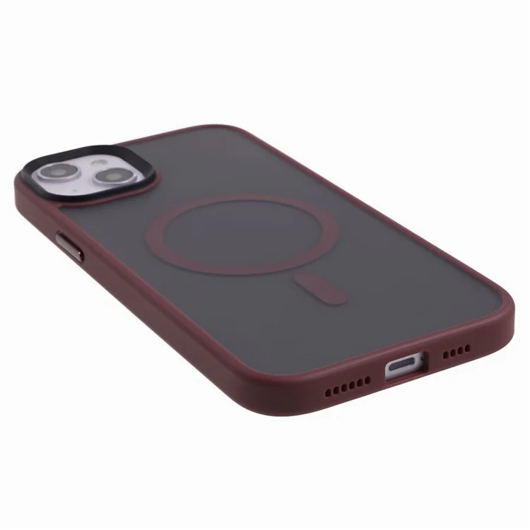 FULEXIN Compatibile con MagSafe Custodia Antiurto per iPhone 15 Skin-Touch Opaco TPU+Acrilico Cover Telefonica - Rosso