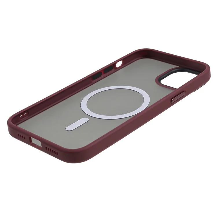 FULEXIN Compatibile con MagSafe Custodia Antiurto per iPhone 15 Skin-Touch Opaco TPU+Acrilico Cover Telefonica - Rosso