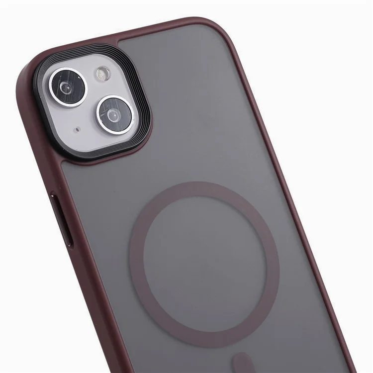 FULEXIN Compatibile con MagSafe Custodia Antiurto per iPhone 15 Skin-Touch Opaco TPU+Acrilico Cover Telefonica - Rosso