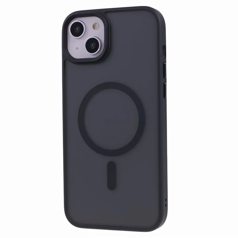 FULEXIN Compatibel met MagSafe Stootvrije Hoesje voor iPhone 15 Skin-Touch Matte TPU+Acryl Telefoonhoes - Zwart
