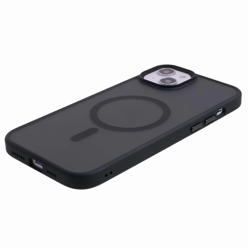 FULEXIN Compatibel met MagSafe Stootvrije Hoesje voor iPhone 15 Skin-Touch Matte TPU+Acryl Telefoonhoes - Zwart