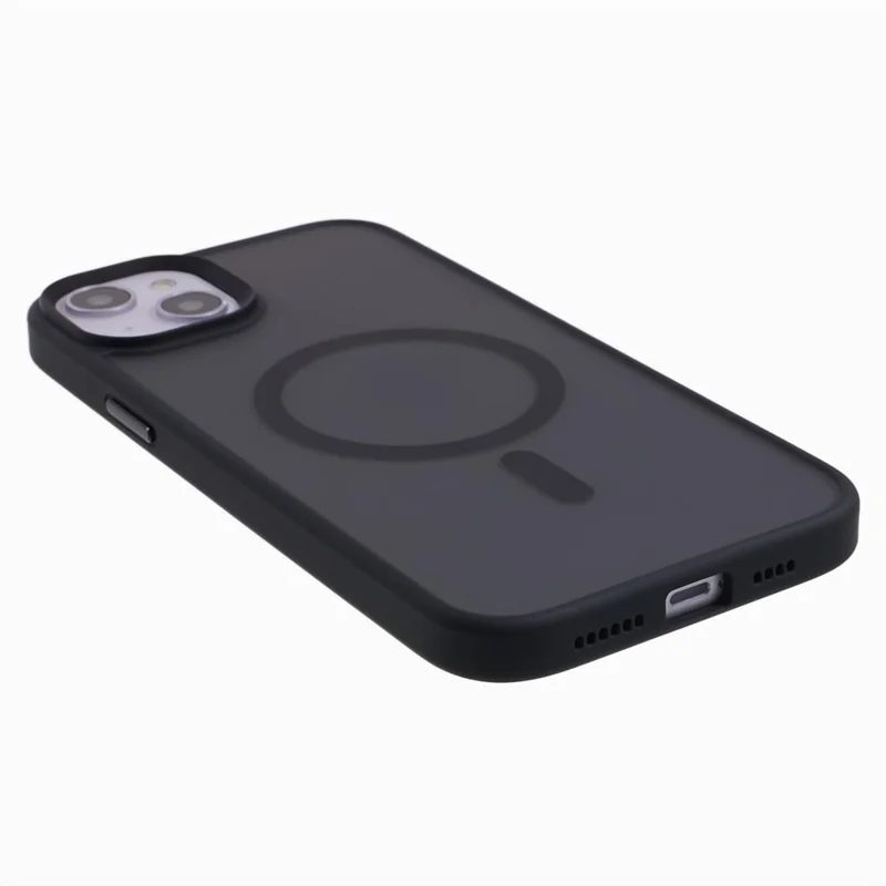 FULEXIN Compatibel met MagSafe Stootvrije Hoesje voor iPhone 15 Skin-Touch Matte TPU+Acryl Telefoonhoes - Zwart