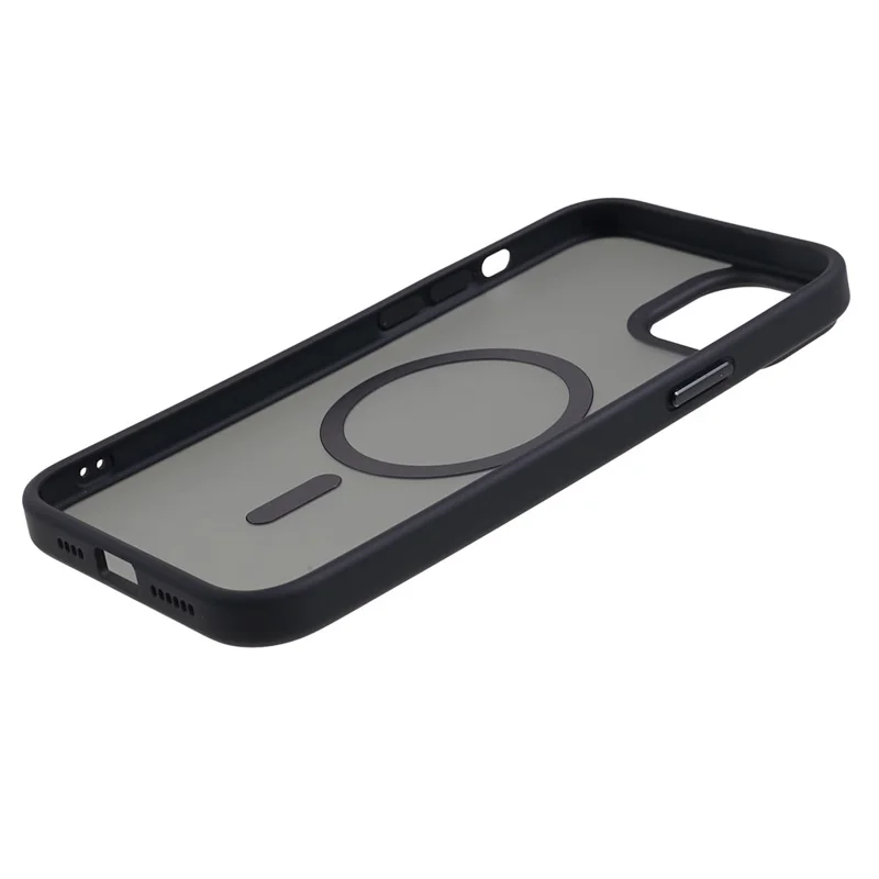 FULEXIN Compatibel met MagSafe Stootvrije Hoesje voor iPhone 15 Skin-Touch Matte TPU+Acryl Telefoonhoes - Zwart
