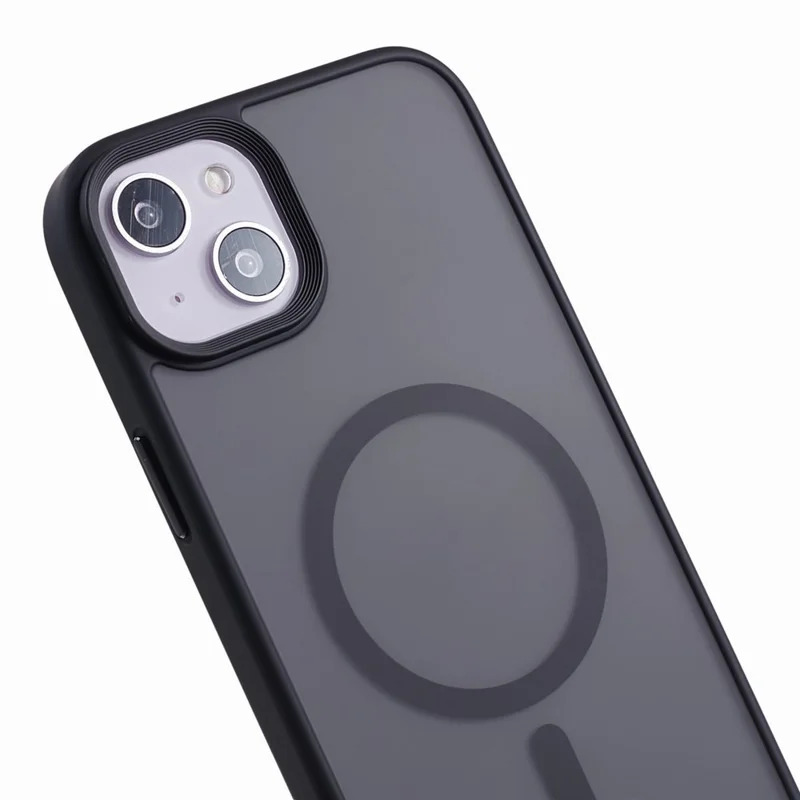 FULEXIN Compatibel met MagSafe Stootvrije Hoesje voor iPhone 15 Skin-Touch Matte TPU+Acryl Telefoonhoes - Zwart