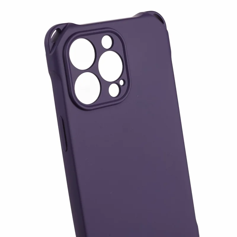 For iPhone 14 Pro Phone Cover Shell Four Corner Thickened Shockproof TPU Phone Case with 150cm Hanging Rope - Dark Purple