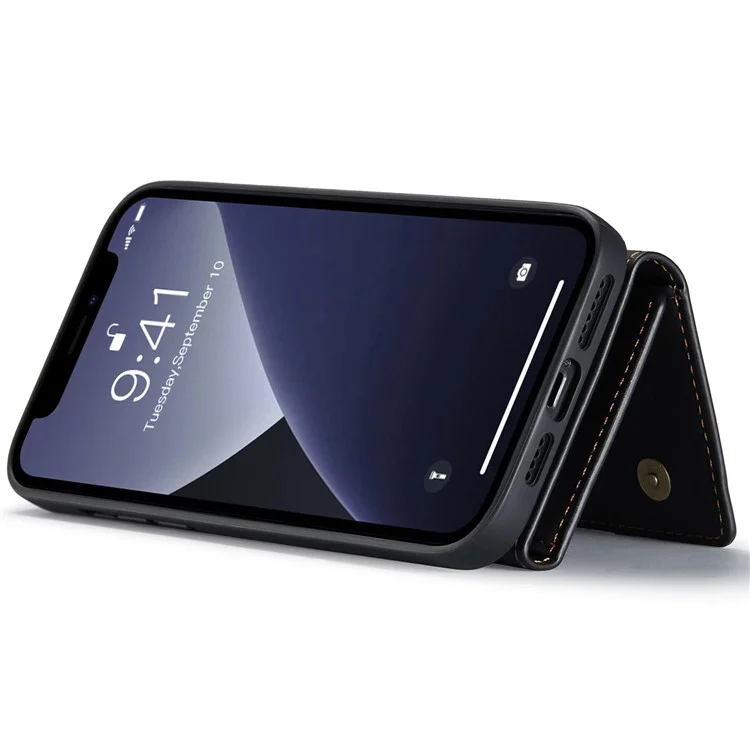 DG.MING M1 Series Per iPhone 15 Pro Custodia Portafoglio Magnetica Telefonica PC+TPU+PU Antiurto Con Supporto - Nero