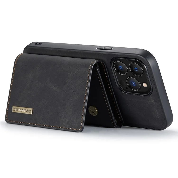 DG.MING M1 Series Per iPhone 15 Pro Custodia Portafoglio Magnetica Telefonica PC+TPU+PU Antiurto Con Supporto - Nero