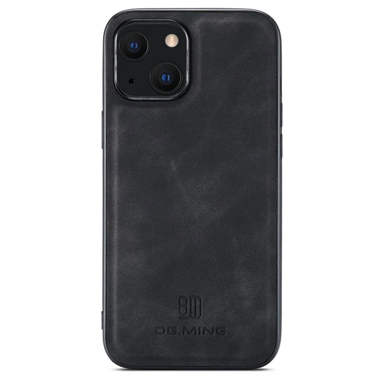 DG.MING M2 Series for iPhone 15 Magnetic Wallet Phone Case PU+PC+TPU Kickstand Phone Cover - Black