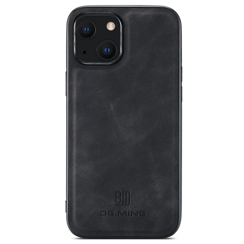 DG.MING M2 Series para iPhone 15 Plus Kickstand Phone Case PU+PC+TPU Capa de Carteira Magnética - Preto