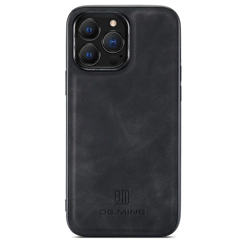 DG.MING M2 Series para iPhone 15 Pro Anti-Drop Kickstand Case PU+PC+TPU Magnetic Wallet Phone Cover - Preto
