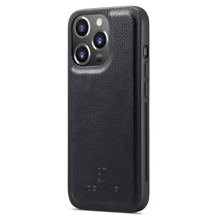DG.MING Funda para iPhone 15 Pro, Funda de cuero separable magnética con soporte de billetera - Negro