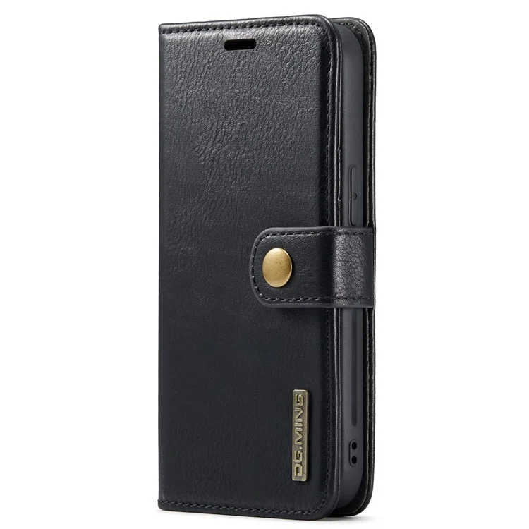 DG.MING Funda para iPhone 15 Pro, Funda de cuero separable magnética con soporte de billetera - Negro