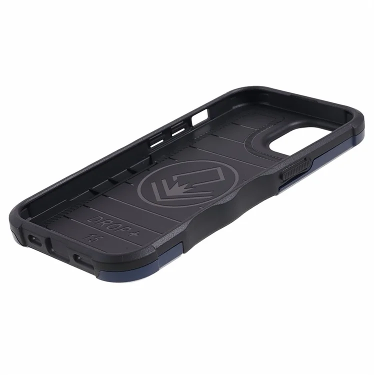 For iPhone 15 Hard PC Soft TPU Shockproof Phone Case Kickstand Cover Support Magnetic Car Mount - Blue
