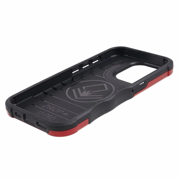 Funda para iPhone 15 Pro, de PC+TPU con soporte, compatible con soporte magnético para coche - Rojo