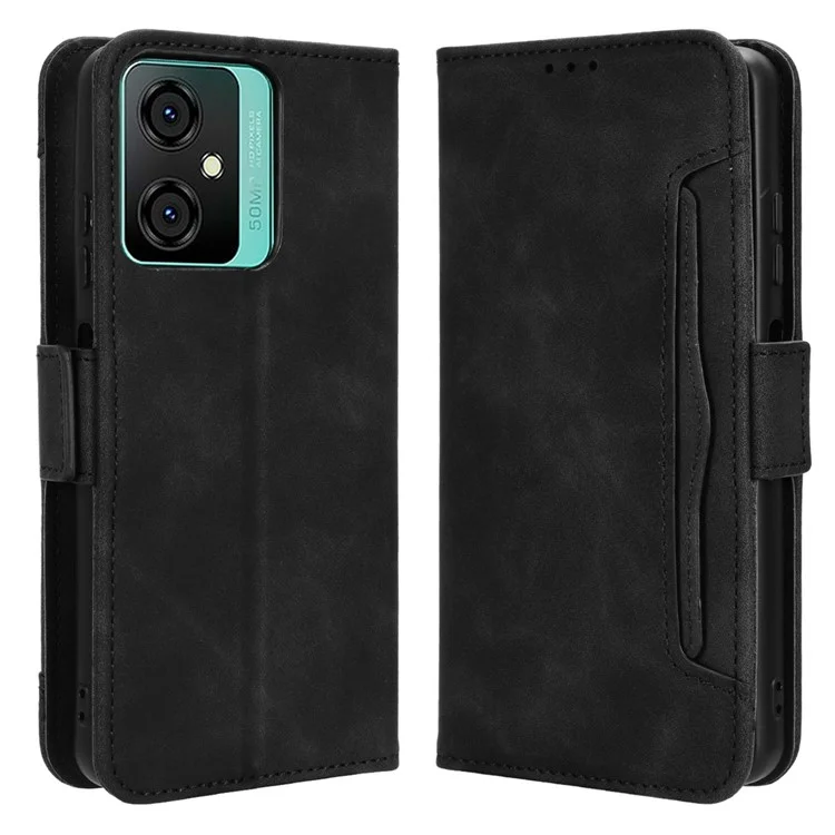 For Blackview Oscal C70 / Oscal Tiger 10 Multiple Card Slot Wallet Phone Case Stand PU Leather Smartphone Cover - Black