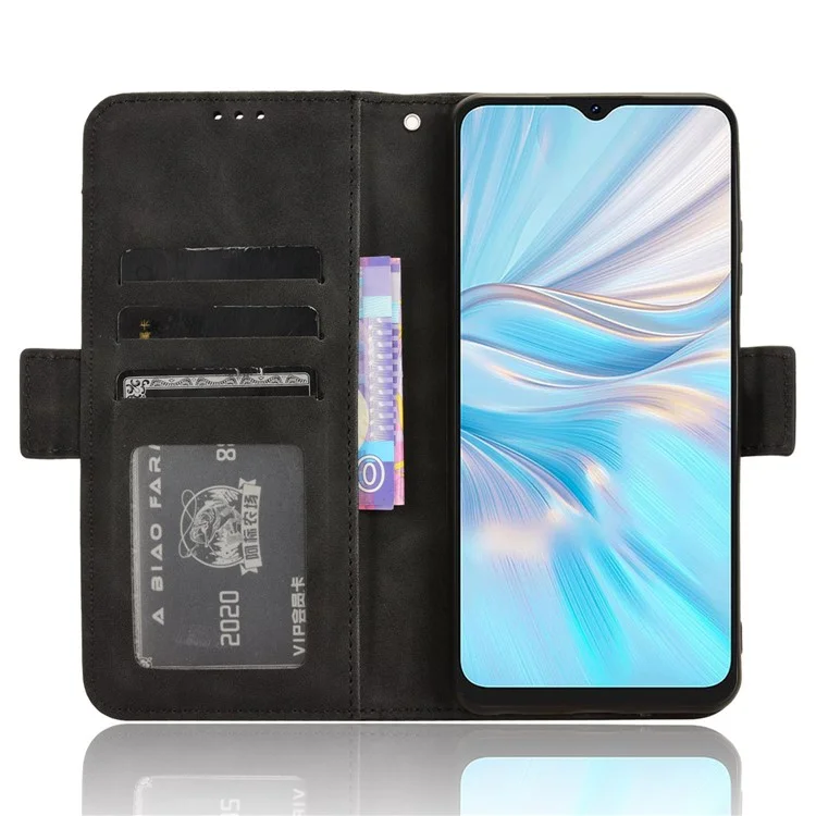 For Blackview Oscal C70 / Oscal Tiger 10 Multiple Card Slot Wallet Phone Case Stand PU Leather Smartphone Cover - Black