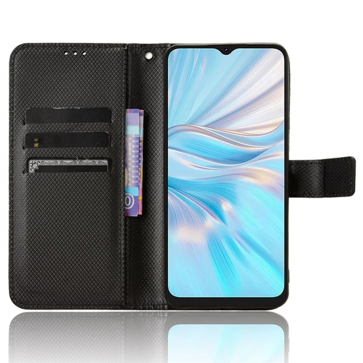 For Blackview Oscal C70 / Oscal Tiger 10 Wallet Phone Case Diamond Texture PU Leather Stand Phone Cover - Black