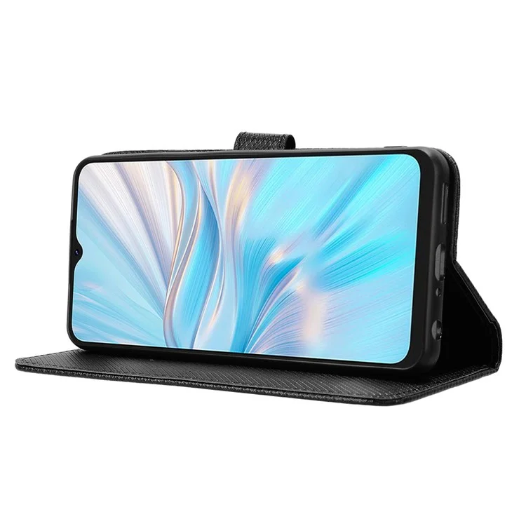 For Blackview Oscal C70 / Oscal Tiger 10 Wallet Phone Case Diamond Texture PU Leather Stand Phone Cover - Black