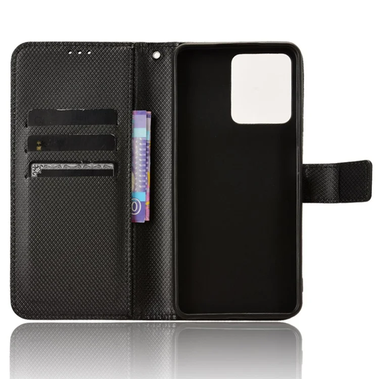 For Blackview Oscal C70 / Oscal Tiger 10 Wallet Phone Case Diamond Texture PU Leather Stand Phone Cover - Black