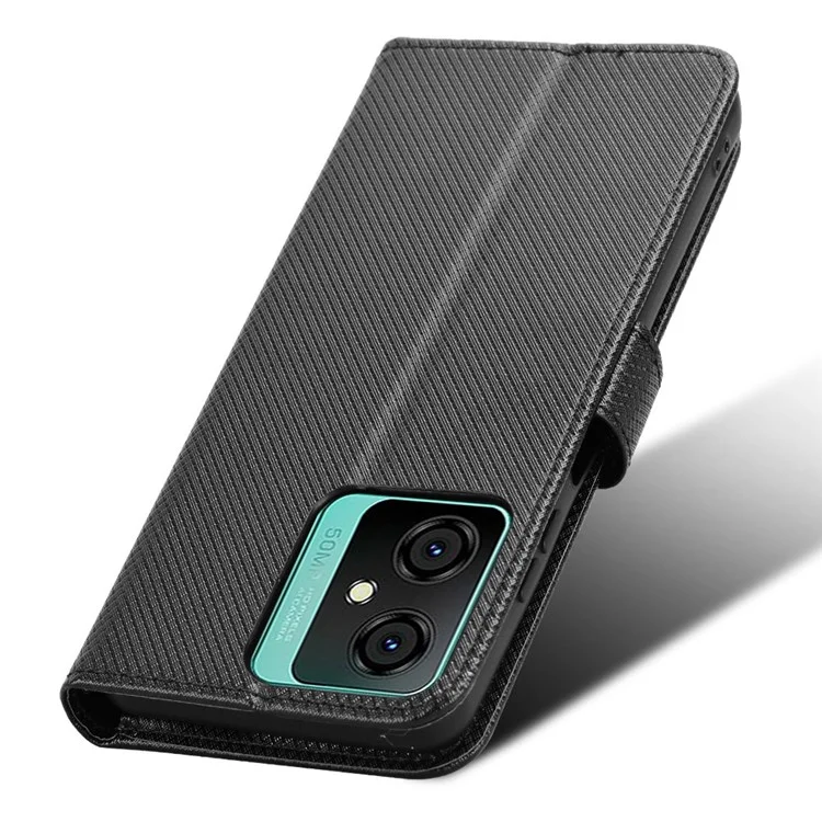 For Blackview Oscal C70 / Oscal Tiger 10 Wallet Phone Case Diamond Texture PU Leather Stand Phone Cover - Black