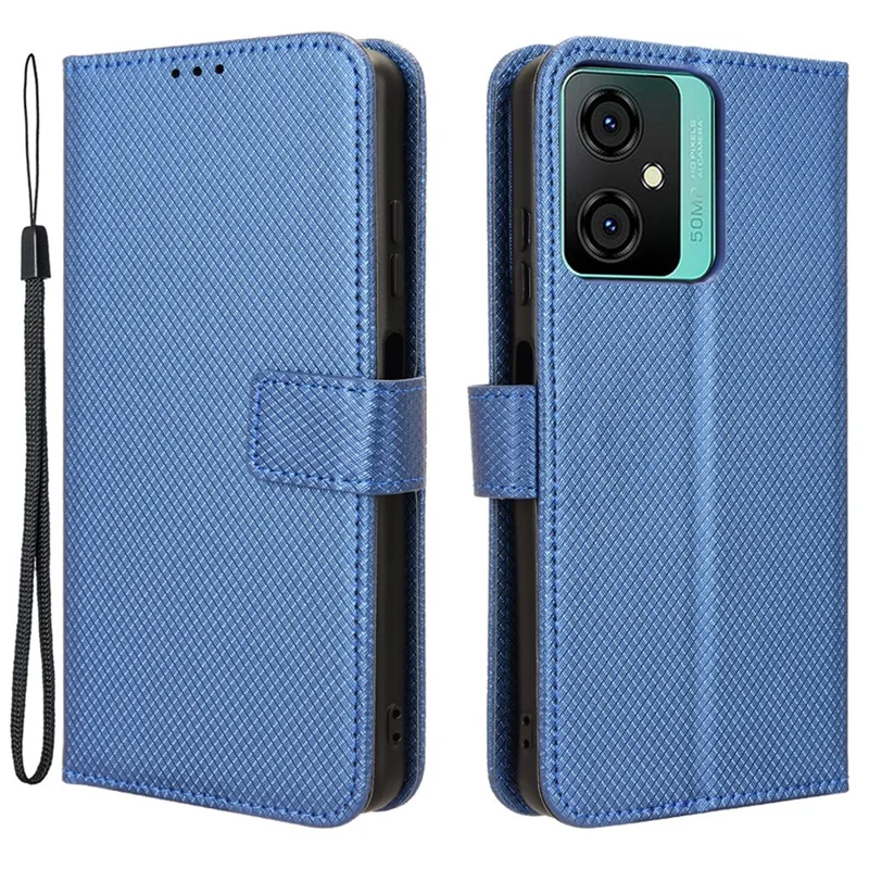 For Blackview Oscal C70 / Oscal Tiger 10 Wallet Phone Case Diamond Texture PU Leather Stand Phone Cover - Blue