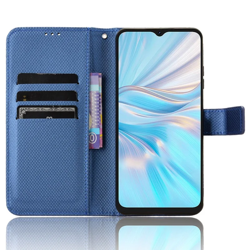For Blackview Oscal C70 / Oscal Tiger 10 Wallet Phone Case Diamond Texture PU Leather Stand Phone Cover - Blue