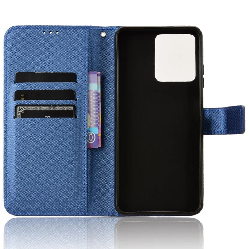 For Blackview Oscal C70 / Oscal Tiger 10 Wallet Phone Case Diamond Texture PU Leather Stand Phone Cover - Blue