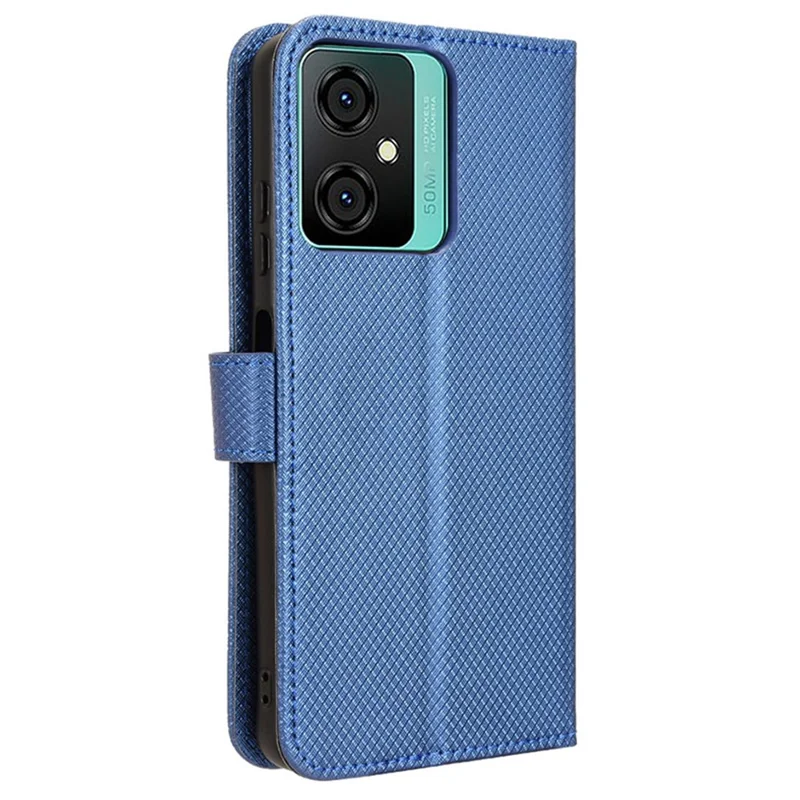 For Blackview Oscal C70 / Oscal Tiger 10 Wallet Phone Case Diamond Texture PU Leather Stand Phone Cover - Blue