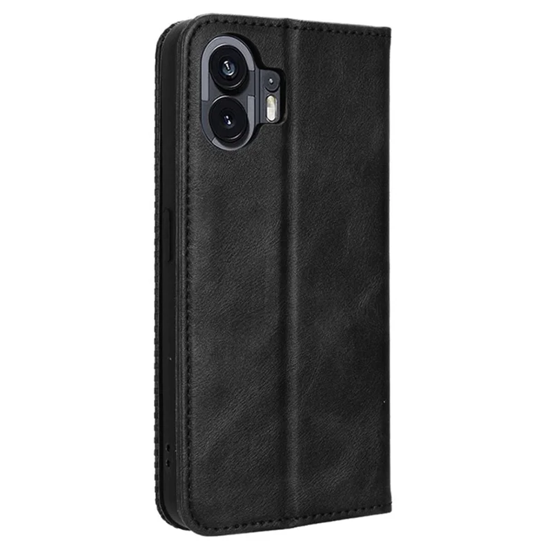Wallet PU Leather Phone Case for Nothing Phone (2) , Full Protection Stand Retro Phone Cover - Black
