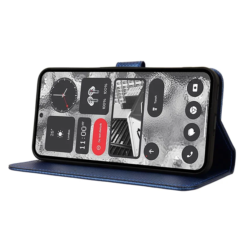 Diamond Texture PU Leather Wallet Case for Nothing Phone (2) , Stand Protective Phone Cover - Blue