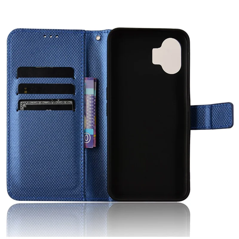 Diamond Texture PU Leather Wallet Case for Nothing Phone (2) , Stand Protective Phone Cover - Blue
