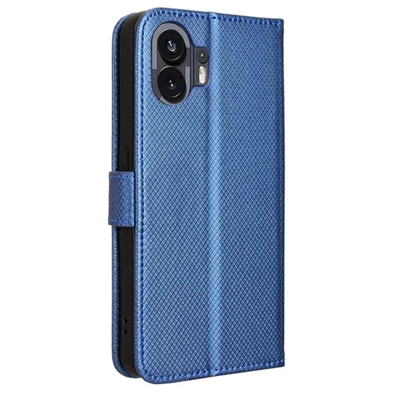 Diamond Texture PU Leather Wallet Case for Nothing Phone (2) , Stand Protective Phone Cover - Blue