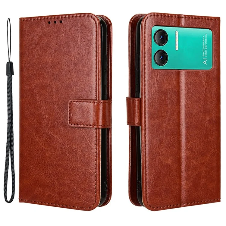 Leather Phone Case for Doogee X98 / X98 Pro , Wallet Stand Crazy Horse Texture Phone Cover - Brown