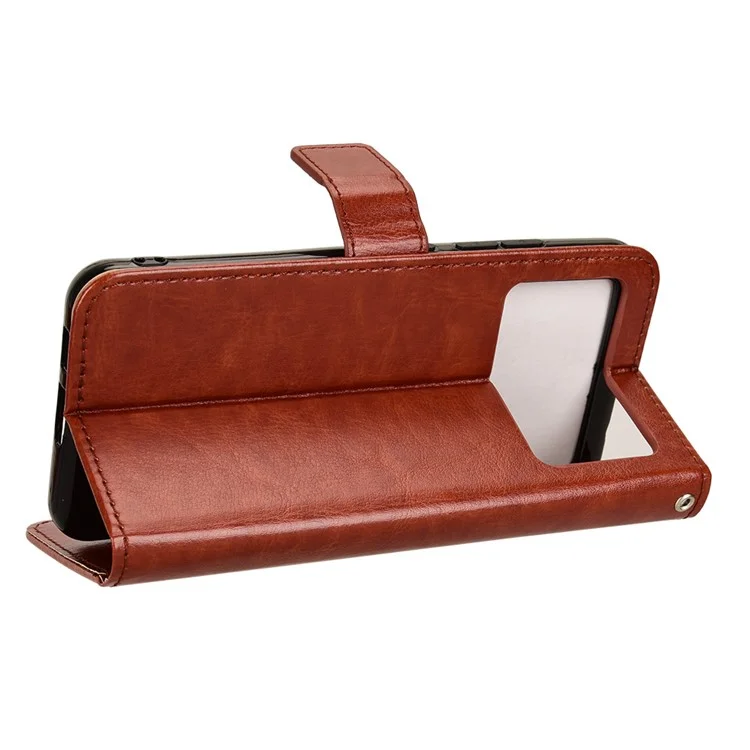 Leather Phone Case for Doogee X98 / X98 Pro , Wallet Stand Crazy Horse Texture Phone Cover - Brown