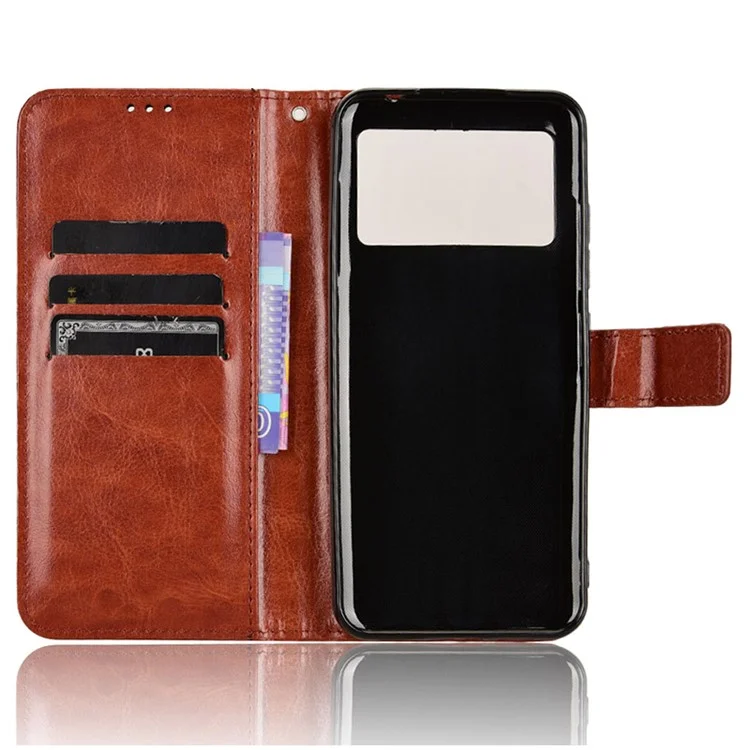 Leather Phone Case for Doogee X98 / X98 Pro , Wallet Stand Crazy Horse Texture Phone Cover - Brown