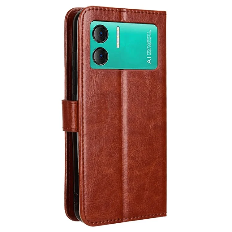 Leather Phone Case for Doogee X98 / X98 Pro , Wallet Stand Crazy Horse Texture Phone Cover - Brown