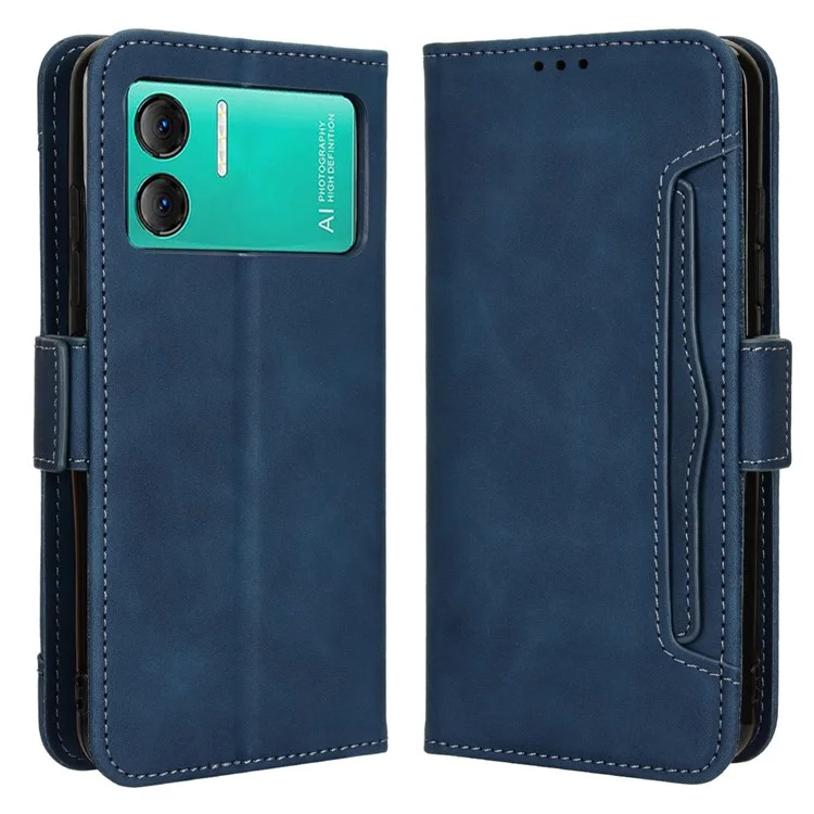 For Doogee X98 / X98 Pro PU Leather Wallet Phone Case Shockproof Inner TPU Shell Stand Cover with Multiple Card Holder - Blue