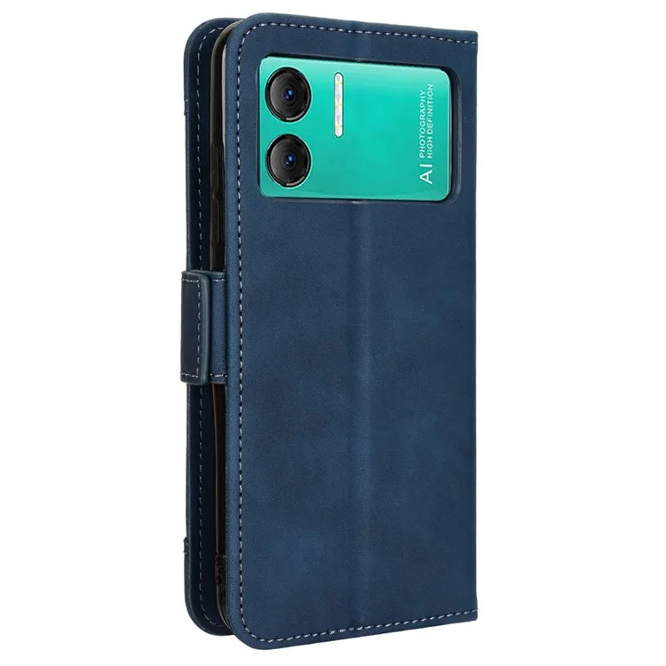 For Doogee X98 / X98 Pro PU Leather Wallet Phone Case Shockproof Inner TPU Shell Stand Cover with Multiple Card Holder - Blue