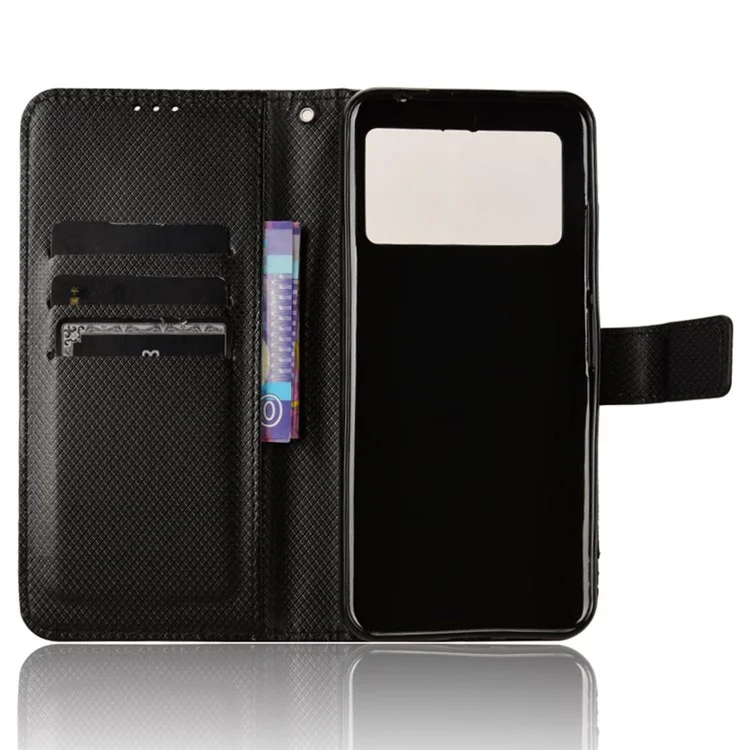 Wallet PU Leather Cover for Doogee X98 / X98 Pro , Diamond Texture Stand Phone Case - Black