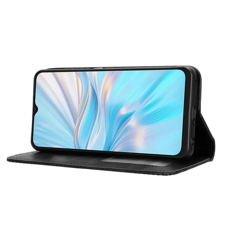 Wallet Retro Phone Case for Blackview Oscal C70 / Oscal Tiger 10 Stand PU Leather Drop-Proof Phone Cover - Black